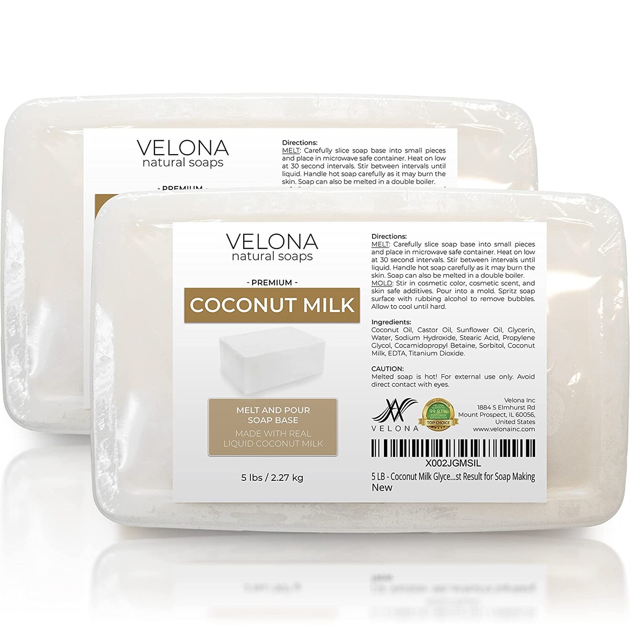 10 LB - Coconut Milk Glycerin Soap Base by Velona | SLS/SLES Free | Melt and Pour | Natural Bar for The Best Result for Soap Making…